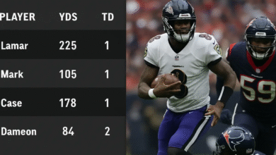 Baltimore Ravens vs Texans Match Player Stats