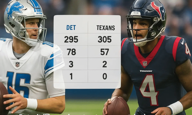 Detroit Lions vs Houston Texans Match Player Stats
